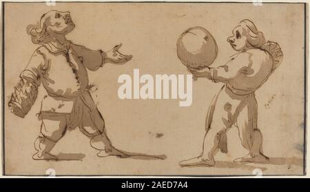 R -20100104-0016. jpgGiuseppe Maria Mitelli, eine Karikatur mit Ball Spieler Giuseppe Maria Mitelli (Italienisch, 1634 - 1718), eine Karikatur mit Ball Spieler,, eisengallustinte Tinte auf Bütten, mit schwarzer Tinte Grenzen, Geschenk von Benjamin und Lillian Hertzberg 2004.140.22 Stockfoto