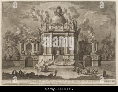 Giuseppe Vasi nach Giuseppe Palazzi (Designer) und Paolo Posi (Architekt), ein Tempel zu Aesculapius gewidmet, für die Chinea Festival, 1771 ein Tempel für Aesculapius, für die Chinea Festival; 1771 Datum Stockfoto