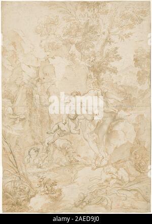 Echo and Narcissus von Gregorio de Ferrari stellt die mythologische Geschichte von Echo, einer Nymphe, und Narzissus dar und veranschaulicht italienische Barockmalerei aus dem 17. Jahrhundert, mythologische Erzählung und Figurenkomposition. Stockfoto