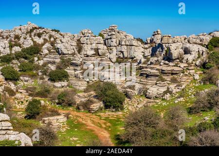 El Torcal de Antequera, Andalusien, Spanien, in der Nähe von Antequera, Provinz Malaga. Stockfoto