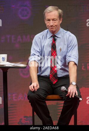 Cedar Rapids, Iowa, USA. 07 Dez, 2019. TOM STEYER beteiligt sich an der internationalen Bruderschaft der Teamsters Präsidentenforum auf Arbeitnehmer Ausgaben am Veterans Memorial Coliseum statt. Credit: Brian Cahn/ZUMA Draht/Alamy leben Nachrichten Stockfoto