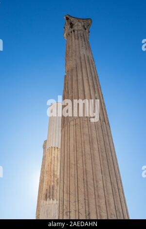 Spalten der Tempel des Olympischen Zeus in Athen, Griechenland. Stockfoto