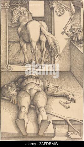Ein Gemälde von Hans Baldung Grien aus dem Jahr 1544, das den Bewitchten Bräutigam darstellt und Narrativ, Figuren, Gesten und den Stil der frühen deutschen Renaissance betont. Stockfoto
