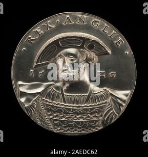 Heinrich VIII. Porträt von Hans Daucher, 1526, das den König im Profil mit königlichen Insignien, Krone, Kleidung, Gesichtszügen und deutschem Medaillenstil des frühen 16. Jahrhunderts darstellt. Stockfoto