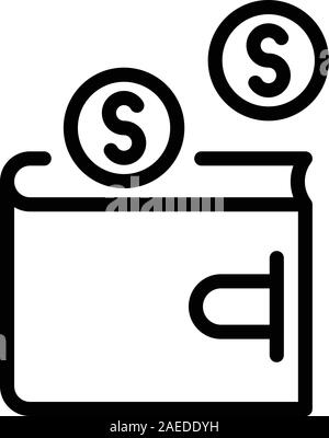 Wallet und Münzen Symbol, outline Style Stock Vektor