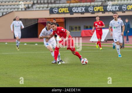 Lausanne, Schweiz. 08 Dez, 2019. Lausanne, Schweiz - 2019/11/08: Milan Gajic der FC Vaduz ist eine Aktion während der 17. Tag des Brach.ch Challenge League zwischen Lausanne Sport und FC Vaduz. Fc Vaduz gewinnt 2-0 (Foto von Eric Dubost/Pacific Press) Quelle: Pacific Press Agency/Alamy leben Nachrichten Stockfoto