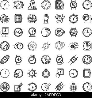 Watch repair Icons Set, outline Style Stock Vektor