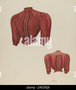 Harry Grossens Werk um 1937 zeigt eine Hemdtaille, die Kleidungsdesign, Stoff, Kragen, Ärmel, Knöpfe, Bekleidungskonstruktion und Damenmode aus dem frühen 20. Jahrhundert. Stockfoto