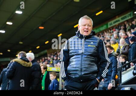 8. Dezember 2019, Carrow Road, Norwich, England, Premier League, Norwich City v Sheffield United: Chris Wilder Manager von Sheffield United Credit: Georgie Kerr/News Bilder Stockfoto