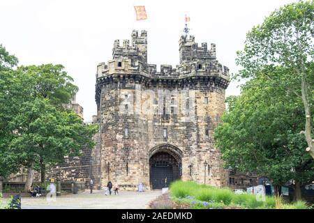 Eingang zum Schloss von Lancaster, Lancaster, Lancashire, England, Vereinigtes Königreich Stockfoto