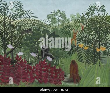 Henri Rousseau, tropischer Wald mit Affen, 1910 tropischen Wald mit Affen; 1910 Datum Stockfoto