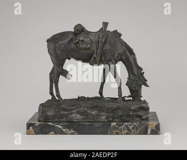Bronzeskulptur „der leere Sattel“ von Henry Merwin Shrady, Modell März-Dezember 1900, gegossen Januar 1901, zeigt ein Pferd mit Reitersattel, symbolisch für Kavallerie-Dienst, zeigt detaillierte Anatomie und Bewegung. Stockfoto