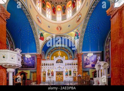 Die ikonostase an Malbis Gedächtniskirche wird dargestellt, 7. März 2016, in Daphne, Alabama. Die Griechisch-orthodoxe Kirche wurde 1965 erbaut. Stockfoto