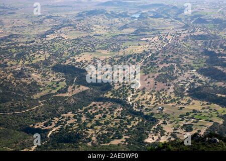 Blick von der Burgruine Kantara in sterben Mesaoria-Ebene, Türkische Republik Nordzypern Stockfoto