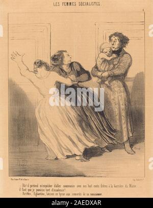 Honoré Daumier, Ah! Il prétend m'empêcher d'aller, 1849 Ah! Il prétend m'empêcher d'aller ...; 1849 Datum Stockfoto