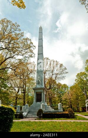 Denkmal für General William Henry Harrison, der in der Schlacht von Tippecanoe im Jahr 1811 gegen Tecumseh, Prophetstown gekämpft, Indiana Stockfoto