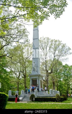 Denkmal für General William Henry Harrison, der in der Schlacht von Tippecanoe im Jahr 1811 gegen Tecumseh, Prophetstown gekämpft, Indiana Stockfoto