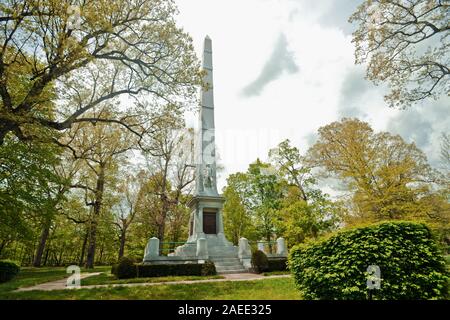 Denkmal für General William Henry Harrison, der in der Schlacht von Tippecanoe im Jahr 1811 gegen Tecumseh, Prophetstown gekämpft, Indiana Stockfoto