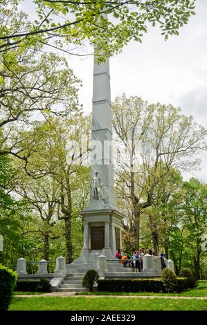 Denkmal für General William Henry Harrison, der in der Schlacht von Tippecanoe im Jahr 1811 gegen Tecumseh, Prophetstown gekämpft, Indiana Stockfoto