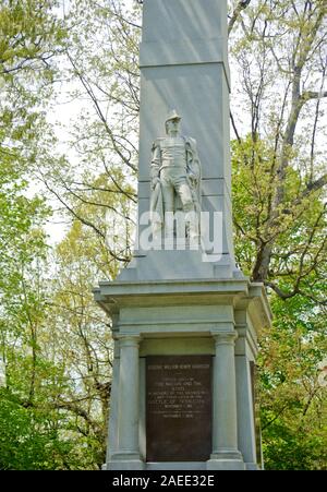 Denkmal für General William Henry Harrison, der in der Schlacht von Tippecanoe im Jahr 1811 gegen Tecumseh, Prophetstown gekämpft, Indiana Stockfoto