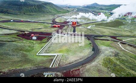 Krafla Kraftwerk, Kröflustöð, Icleand Stockfoto
