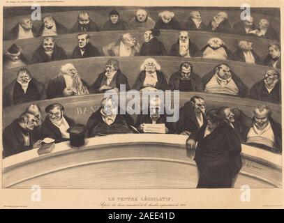 Le Ventre Législatif (der Legislativbauch) von Honoré Daumier, 1834, stellt französische Gesetzgeber in karikiertem Stil dar und veranschaulicht das politische Leben des 19. Jahrhunderts, menschliche Figuren, Gesten und soziale Kommentare. Stockfoto