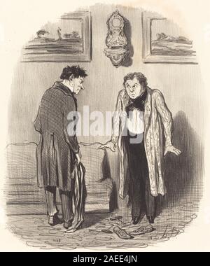 Die 1847 von Honoré Daumier geschaffene mais quand je vous dis que je ne peux pas remuer les pieds stellt eine Figur dar, die nicht in der Lage ist, ihre Füße zu bewegen, und hebt Körperhaltung, Geste, Gesichtsausdruck und körperliche Einschränkungen in einer häuslichen oder sozialen Szene hervor. Stockfoto