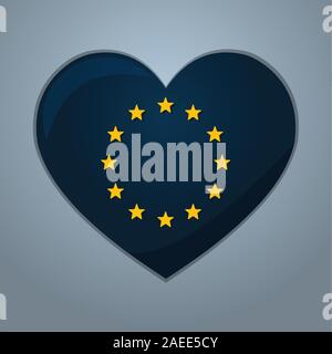 Herz mit union Europa Fahne in Vektor symbol Abbildung Stock Vektor