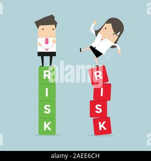 Business Risk Management der Unterschied Geschäftsleute zwischen Erfolg und Misserfolg. Vektor Stock Vektor