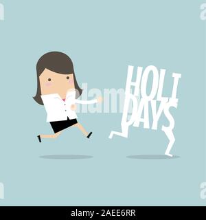 Geschäftsfrau, aufholen. Stock Vektor