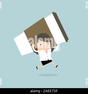 Geschäftsfrau mit große Tasse Kaffee. Kaffeepause. Stock Vektor