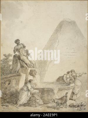 Hubert Robert, einem römischen Capriccio mit der Pyramide des Gaius Cestius, 1781 oder später eine römische Capriccio mit der Pyramide des Gaius Cestius; 1781 oder später Stockfoto