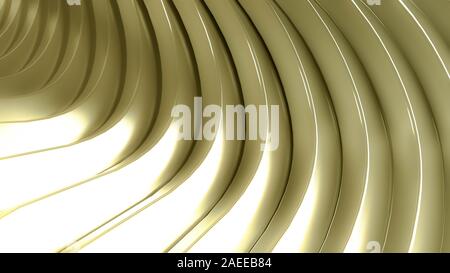 Golden schöne bunte 3D-Hintergrund mit glatten Linien und Wellen von Metall. 3D-Rendering, 3D-Darstellung. Stockfoto