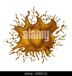 Isolierte splash von Schokolade auf einem weißen Hintergrund, 3D-Rendering, 3D-Darstellung. Stockfoto