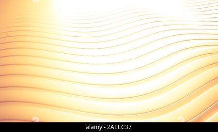 Golden schöne bunte 3D-Hintergrund mit glatten Linien und Wellen von Metall. 3D-Rendering, 3D-Darstellung. Stockfoto