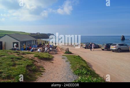 Das strandhaus Cafe in South Milton Sands, Devon, Großbritannien Stockfoto