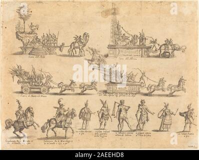 Jacques Callot, schwimmt und Teilnehmer, 1616 Schwimmer und Teilnehmer; 1616 Datum Stockfoto