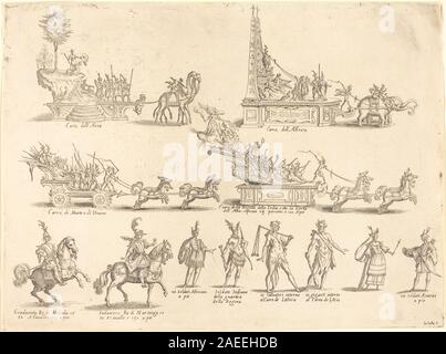 Jacques Callot, schwimmt und Teilnehmer, 1616 Schwimmer und Teilnehmer; 1616 Datum Stockfoto