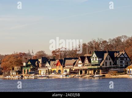 Philadelphia, Pennsylvania - November 26, 2019: Boathouse Row in Fairmount Park, Philadelphia, Pennsylvania Stockfoto