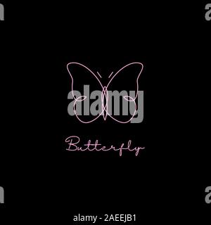 Einfaches elegantes butterfly Logo Design. Line Art Style Logo Design Inspiration Stock Vektor