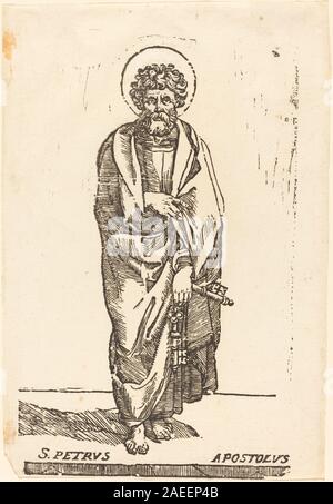 Jacques Stellas Gemälde „Sankt Peter“ zeigt den Apostel Peter mit traditioneller Ikonographie, einschließlich eines Halo und Schlüssel, die seine Rolle in der christlichen Theologie und religiösen Kunst widerspiegelt. Stockfoto