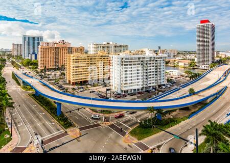 Hollywood, Fort Lauderdale, Florida. Stadtzentrum von Hallandale. Stockfoto