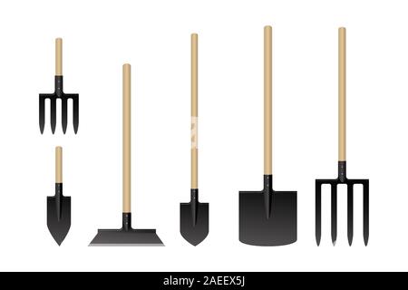 Garten Werkzeuge Sammlung. Vector Illustration. Eingestellt von Arbeitsmitteln. Stock Vektor
