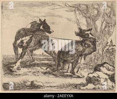 Jan Fyt, zwei Windhunde, Angeleint und einander zugewandt, 1640 zwei Windhunden, Angeleint und einander zugewandt; 1640 Datum Stockfoto