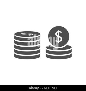 Dollar Münzen. Amerikanisches Geld zeichen Symbol, Vector Illustration Stock Vektor