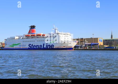 Die Stena Danica, Stena Line Fähre, ist im Hafen von Göteborg in Schweden. Stockfoto