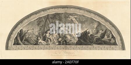Jean-Baptiste Massé (Designer) und Nicolas-Dauphin de Beauvais (Stecher) nach Charles Le Brun, L'Allemagne Cintre du Salon de la Paix en face de la Galerie (pl 46), veröffentlicht 1752 L'Allemagne Cintre du Salon de la Paix en face de la Galerie (Deutschland, Mitte des Salon des Friedens gegenüber der Galerie) [pl. 46]; veröffentlichte 1752 Stockfoto