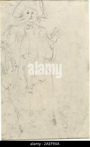 Jean-Honoré Fragonards Kunstwerk „man on a Horse“ (Verso) zeigt einen Reiter, der auf einem Pferd montiert ist und dabei Anatomie, Haltung, Bewegung und klassische Zeichentechniken betont. Stockfoto