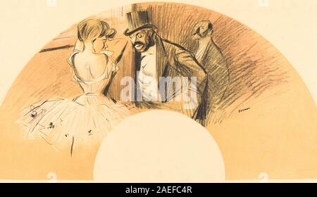 Ein Kunstwerk von Jean-Louis Forain aus dem Jahr 1903 mit dem Titel „Fan“, das eine Figur zeigt, die einen Handfächer hält oder verwendet, um Mode, Haltung und sozialen Kontext des Frankreich des frühen 20. Jahrhunderts hervorzuheben. Stockfoto