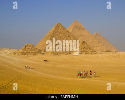 Aussicht auf die Pyramiden von Gizeh, Ägypten Stockfoto